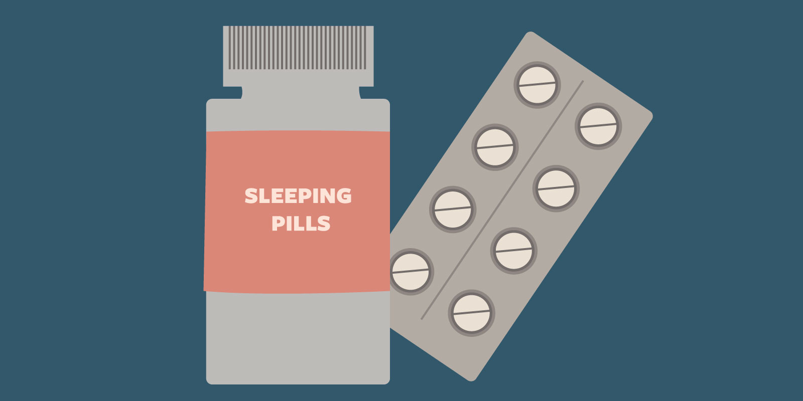 CBTi: A blister pack of medication and a bottle labelled sleeping pills.